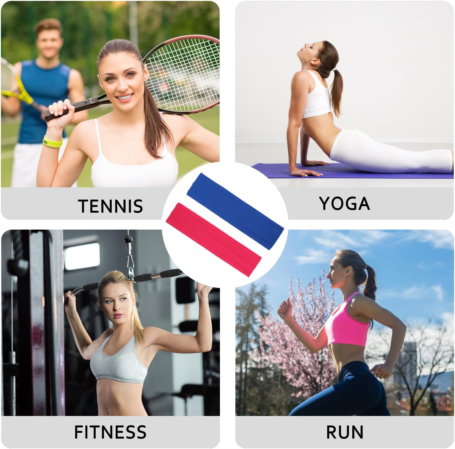 VEYLIN 12‑Piece Multicolor Stretch Headbands for Yoga, Fitness & Running