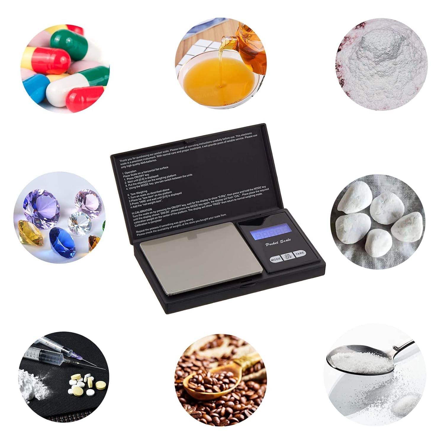 XDFEWFJH Digital Scale 500 g x 0.01 g Milligram Scale for Espresso Jewelry & Coffee with Tare LCD Display Batteries Included