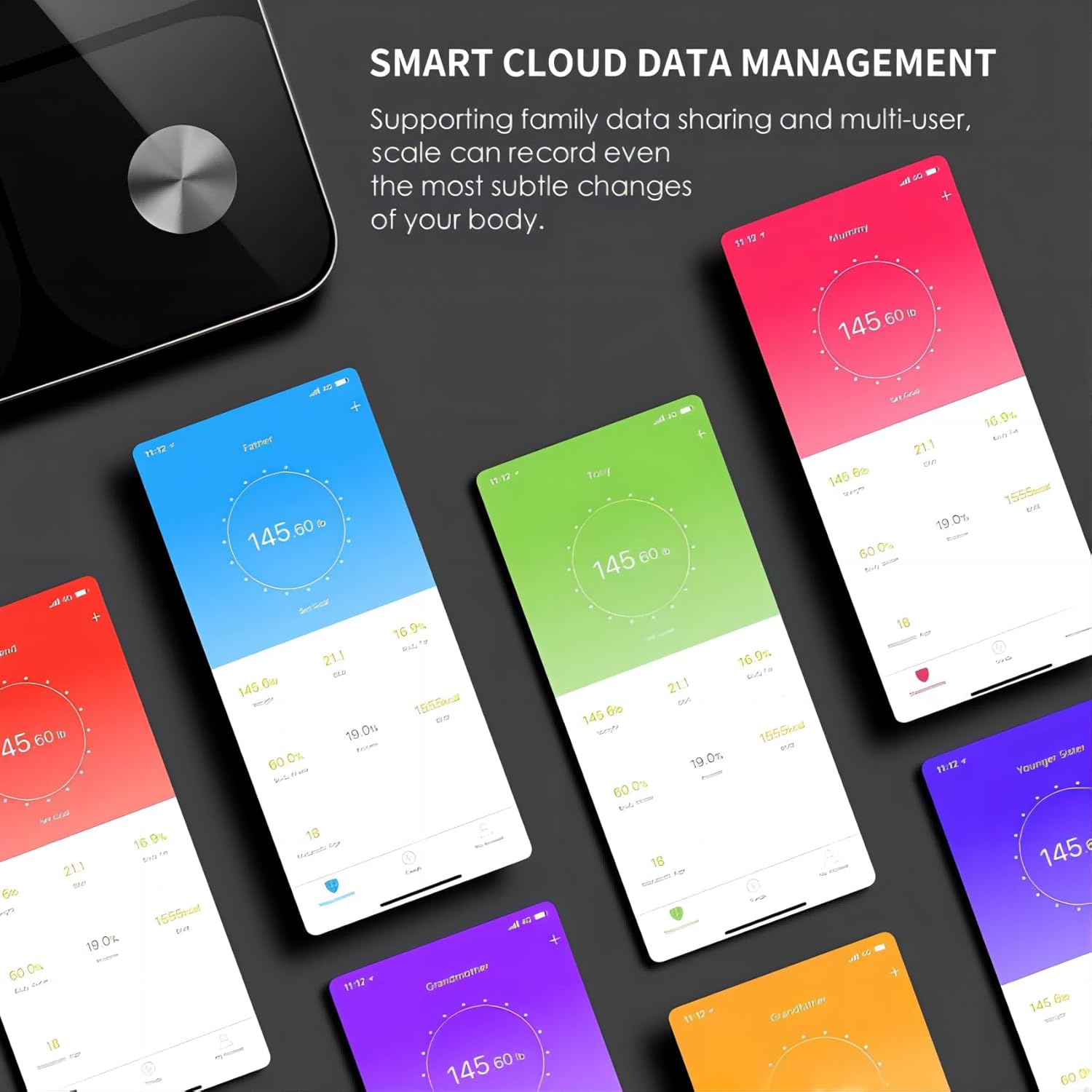 Foryond Black Digital Body Fat Scale with Bluetooth