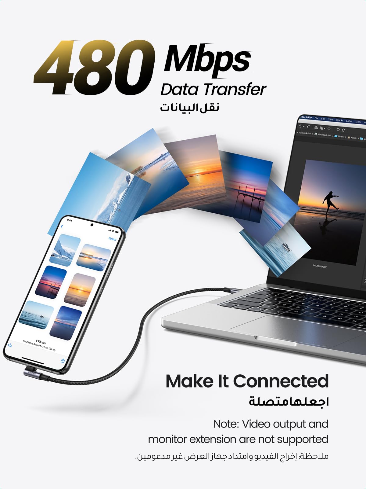 UGREEN USB C to USB C Cable Right Angle 2m 100W 5A PD Fast Charge 90 Degree Braided for iPhone 17-15 MacBook Samsung