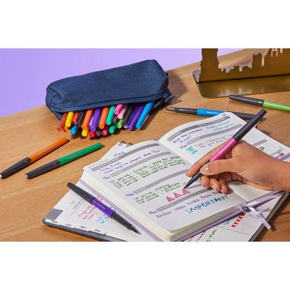 Paper Mate Flair Metallic Glitter Felt Tip Pens, 12 Assorted Shiny Colors