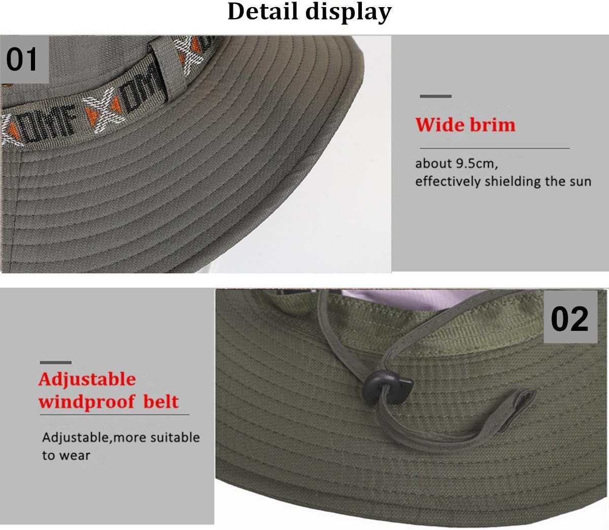Outdoor Hunting Wide Brim Summer Hat Adjustable Packable Breathable Polyester UPF 50 Protection