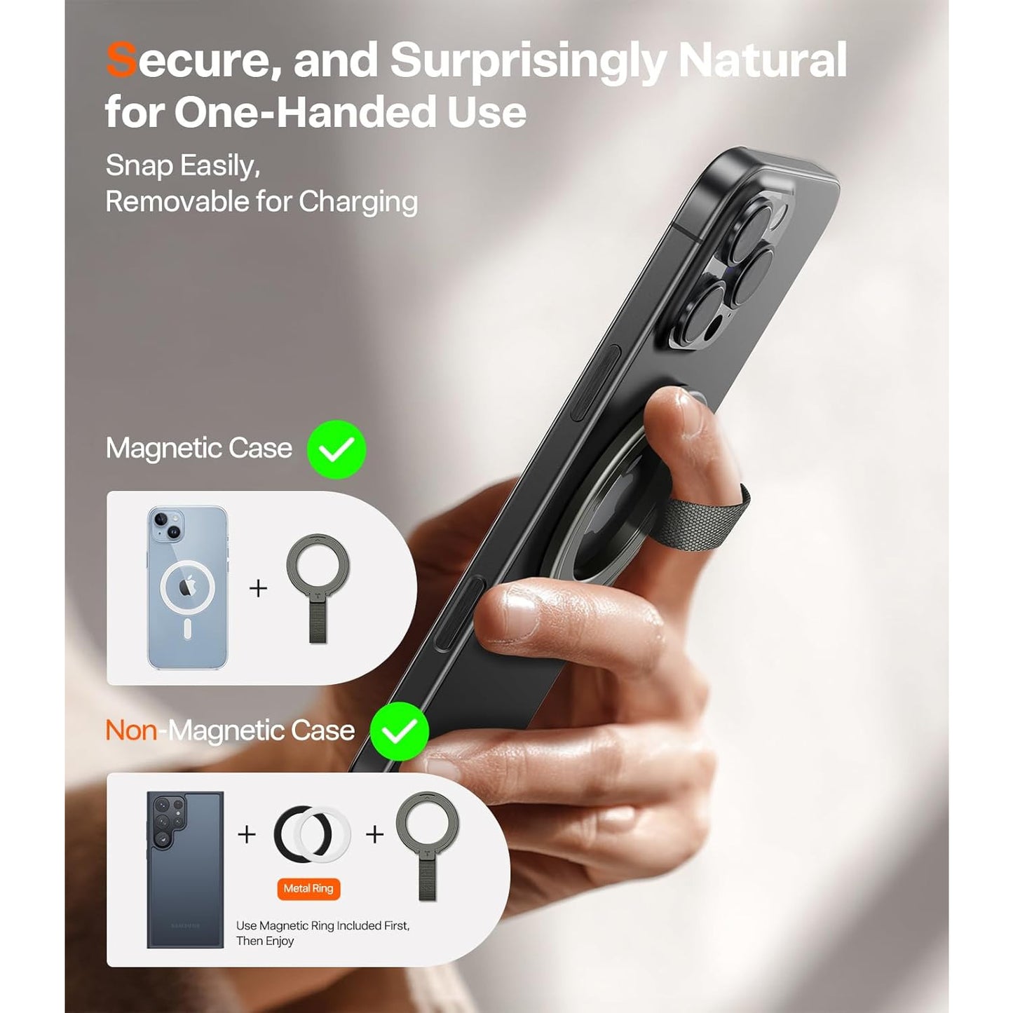 TORRAS 2025 Upgrade Magnetic Phone Grip Kickstand with Braided Strap