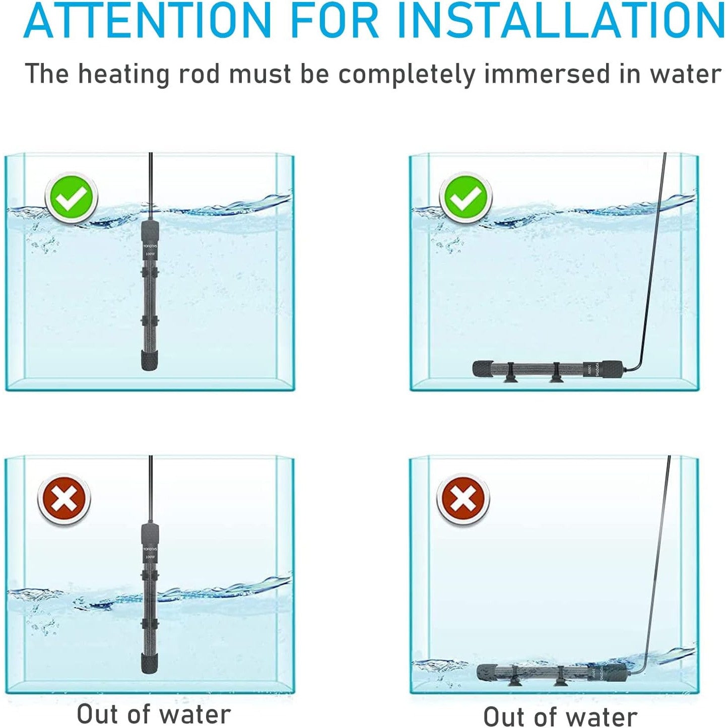 YukiHalu Compact Submersible Aquarium Heater with LED Display