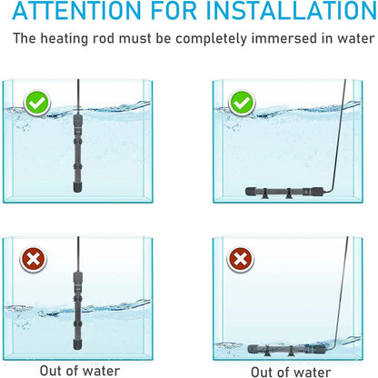 YukiHalu Compact Submersible Aquarium Heater with LED Display