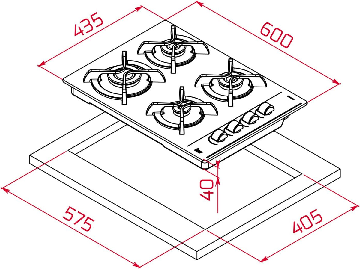 Teka GBC 64003 KBA 4-Burner Tempered Glass Gas Hob 60cm Black