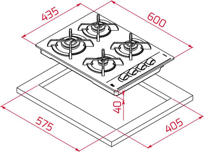 Teka GBC 64003 KBA 4-Burner Tempered Glass Gas Hob 60cm Black