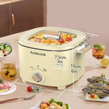 Audecook Portable Electric Hot Pot Multicooker, 2.5L Ceramic Non-Stick Frying Pan - Gomix Brands Outlet