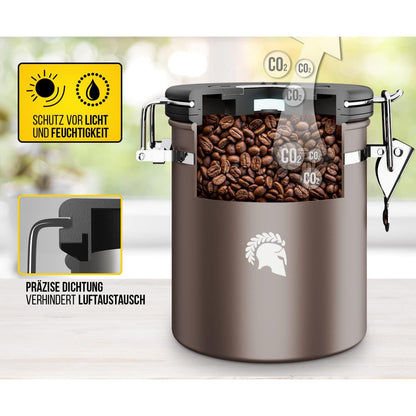 Barista Legends Airtight Stainless Steel Coffee Jar 500g with Calendar