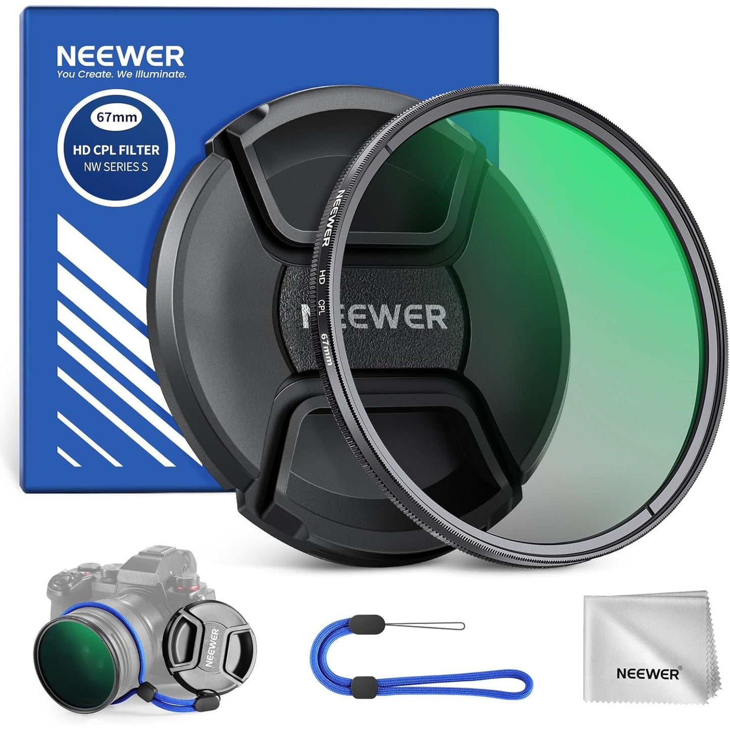 NEEWER Ultra Thin 67mm Circular Polarizing Filter with Lens Cap
