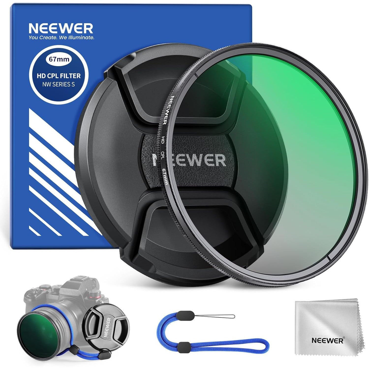 NEEWER Ultra Thin 67mm Circular Polarizing Filter with Lens Cap