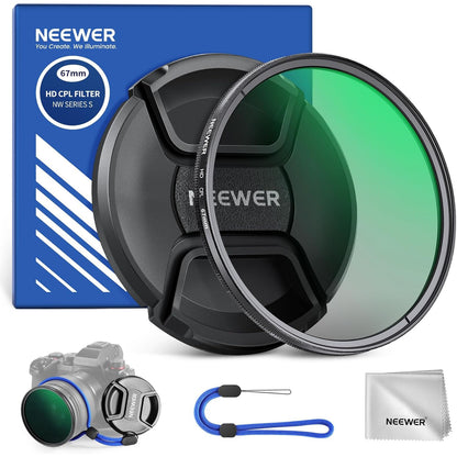 NEEWER Ultra Thin 67mm Circular Polarizing Filter with Lens Cap