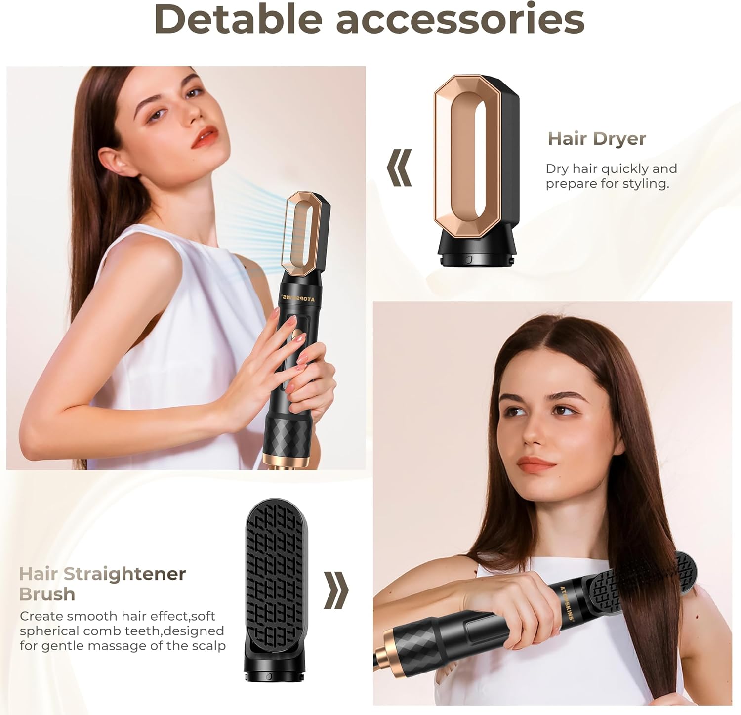 Atopskins 6-in-1 Air Styler Set with Dryer, Curler, Brush