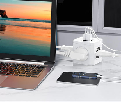 ZOVCAL 4-Way Power Strip Cube with 3 USB Ports