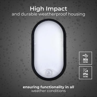 Luceco Eco Oval Outdoor LED Bulkhead Light Black IP54