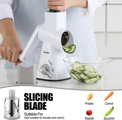 Rotary Cheese Grater with 3 Detachable Drum Blades, Dishwasher Safe