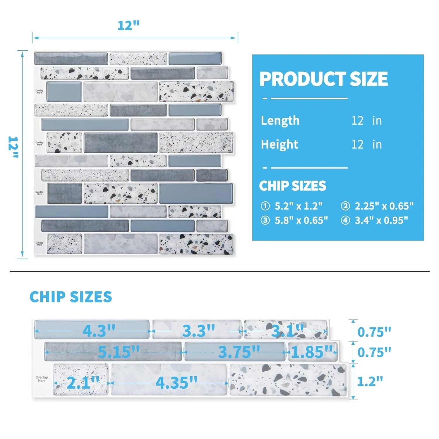 Art3d Blue Brick Peel-and-Stick Kitchen Backsplash Tiles – 10 Sheets - Gomix Brands Outlet