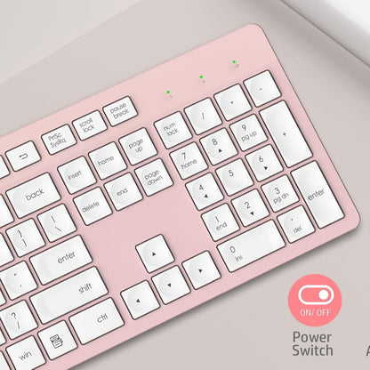 LeadsaiL Pink Wireless Keyboard Silent Mouse Combo with Foldable Stand
