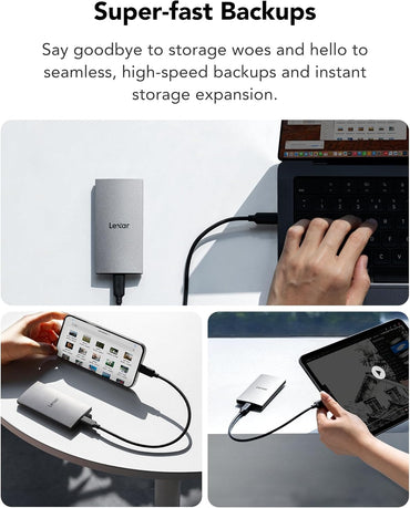 Lexar ES3 1TB USB‑C Portable SSD – 1050 MB/s Read, Silver