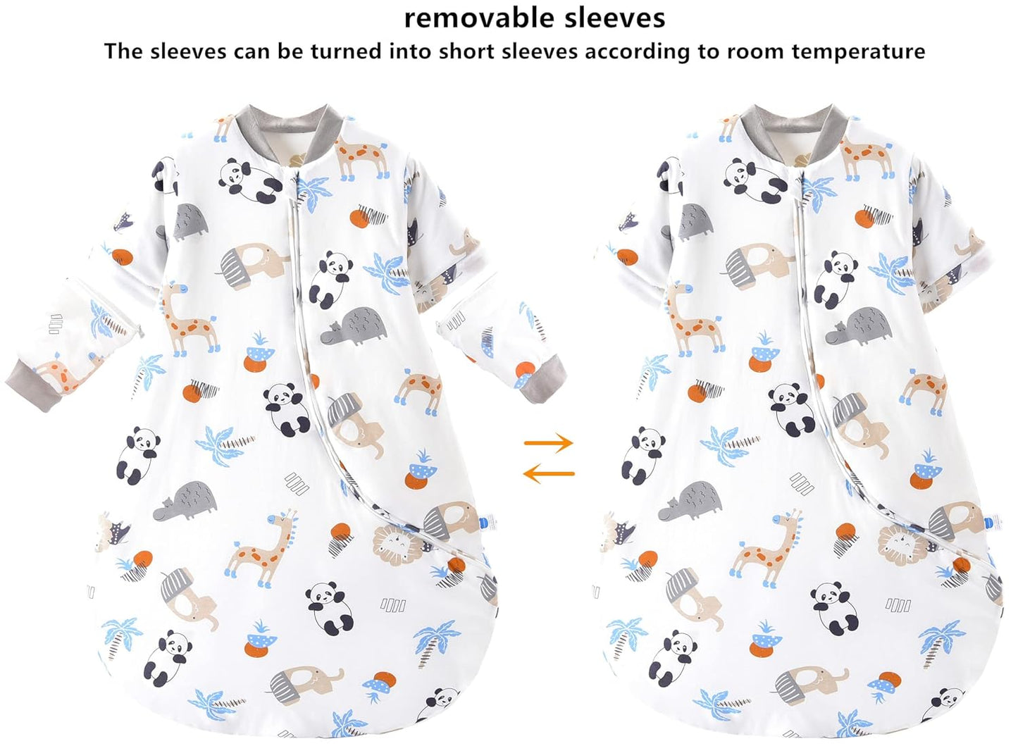 Chilsuessy Ultra-Soft Panda Baby Sleeping Bag with Removable Sleeves