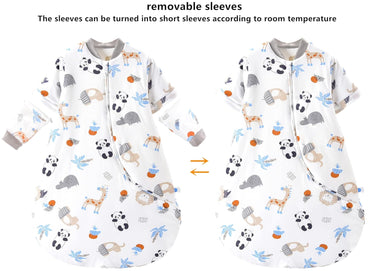 Chilsuessy Ultra-Soft Panda Baby Sleeping Bag with Removable Sleeves