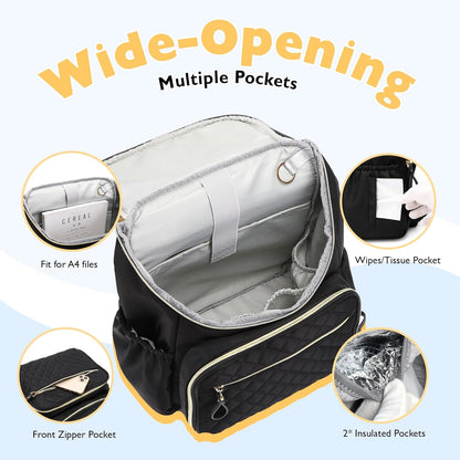 Large Capacity Water-Resistant Diaper Backpack with Stroller Buckle