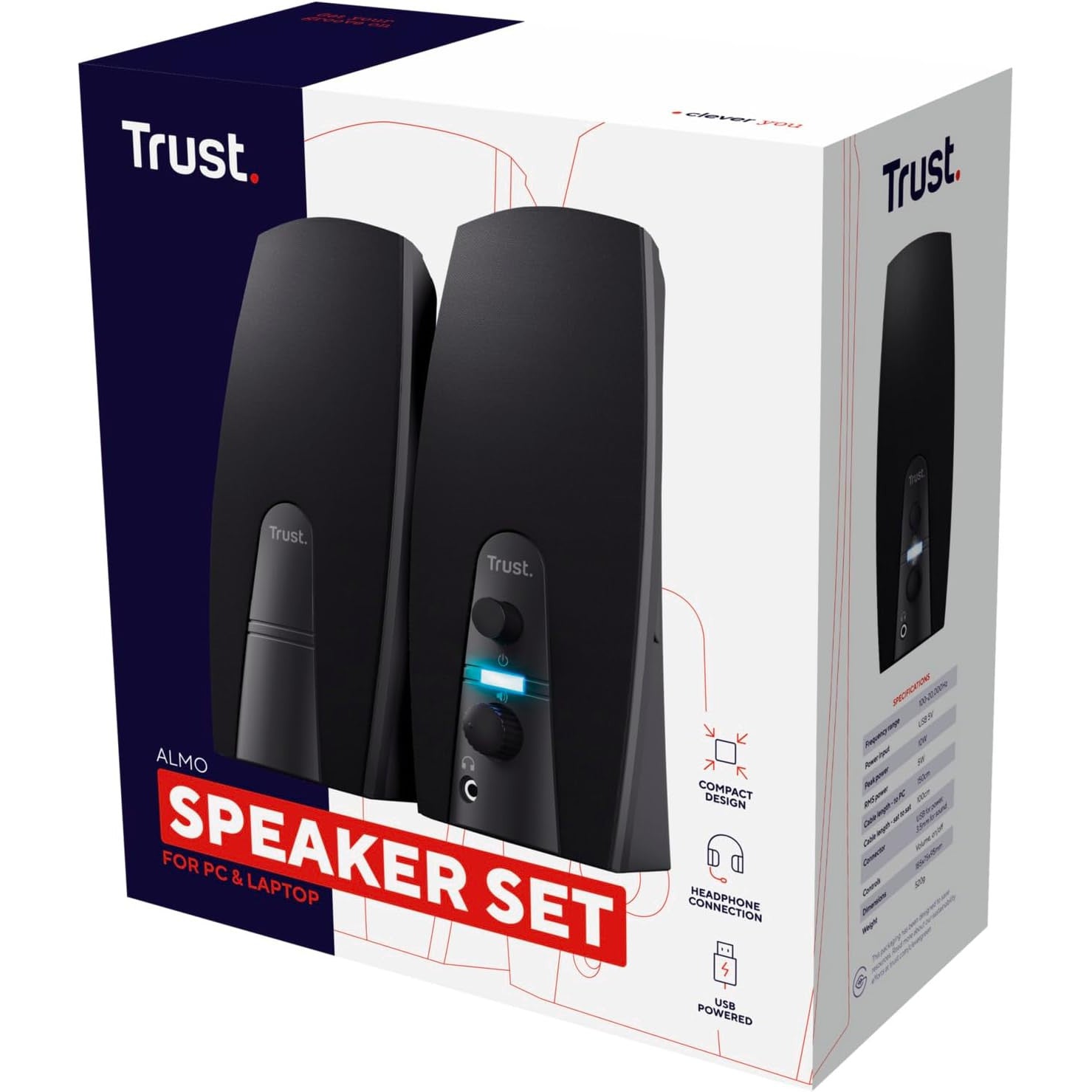 Trust Almo 2.0 USB Powered Stereo PC Speakers – Black