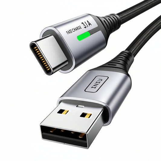 INIU 2m Black Braided USB-C Fast Charging Cable QC 3.0
