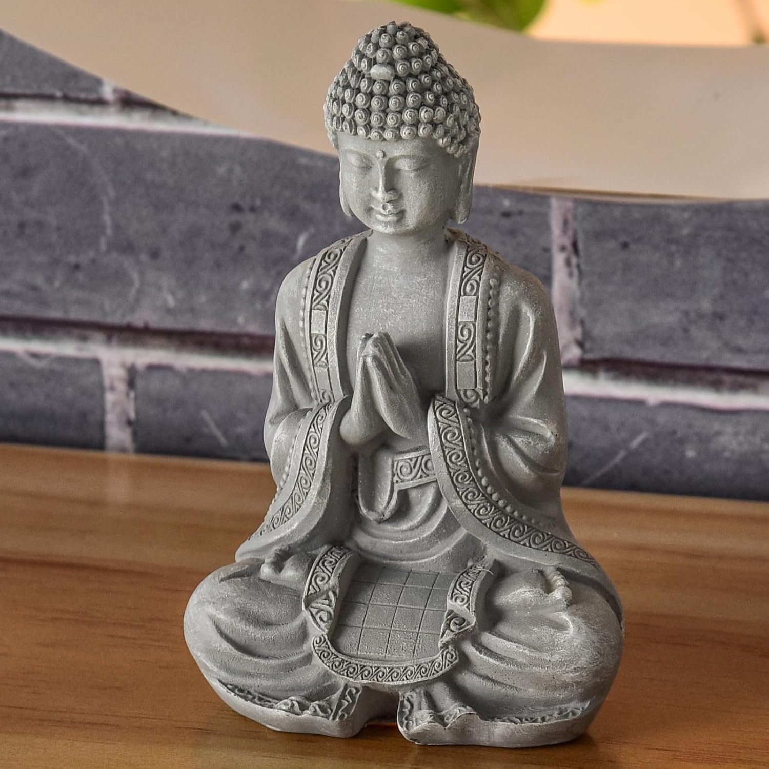 Zen Light SBM2 Stone Buddha Figurine Meditation Grey 10 x 5 x 12.5 cm