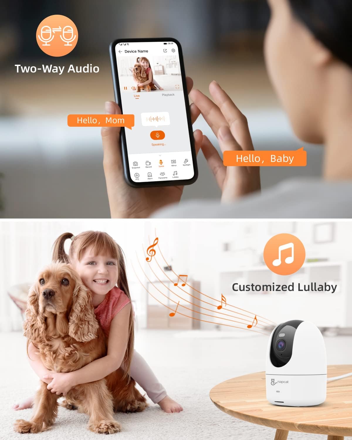 NAPCAT 4MP Indoor Security Camera with Pan Tilt AI Tracking