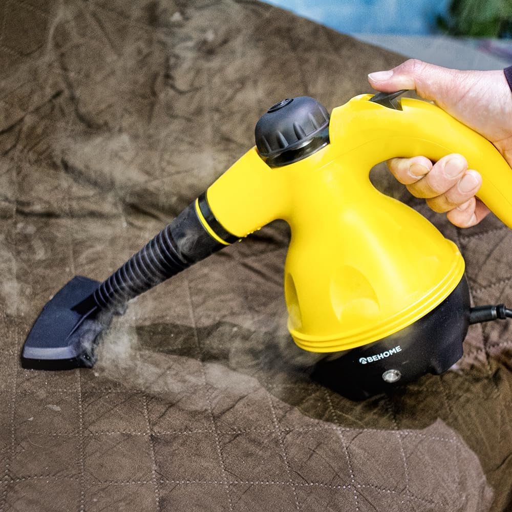 BEHOME Portable Handheld Steam Cleaner with 9 Accessories Yellow