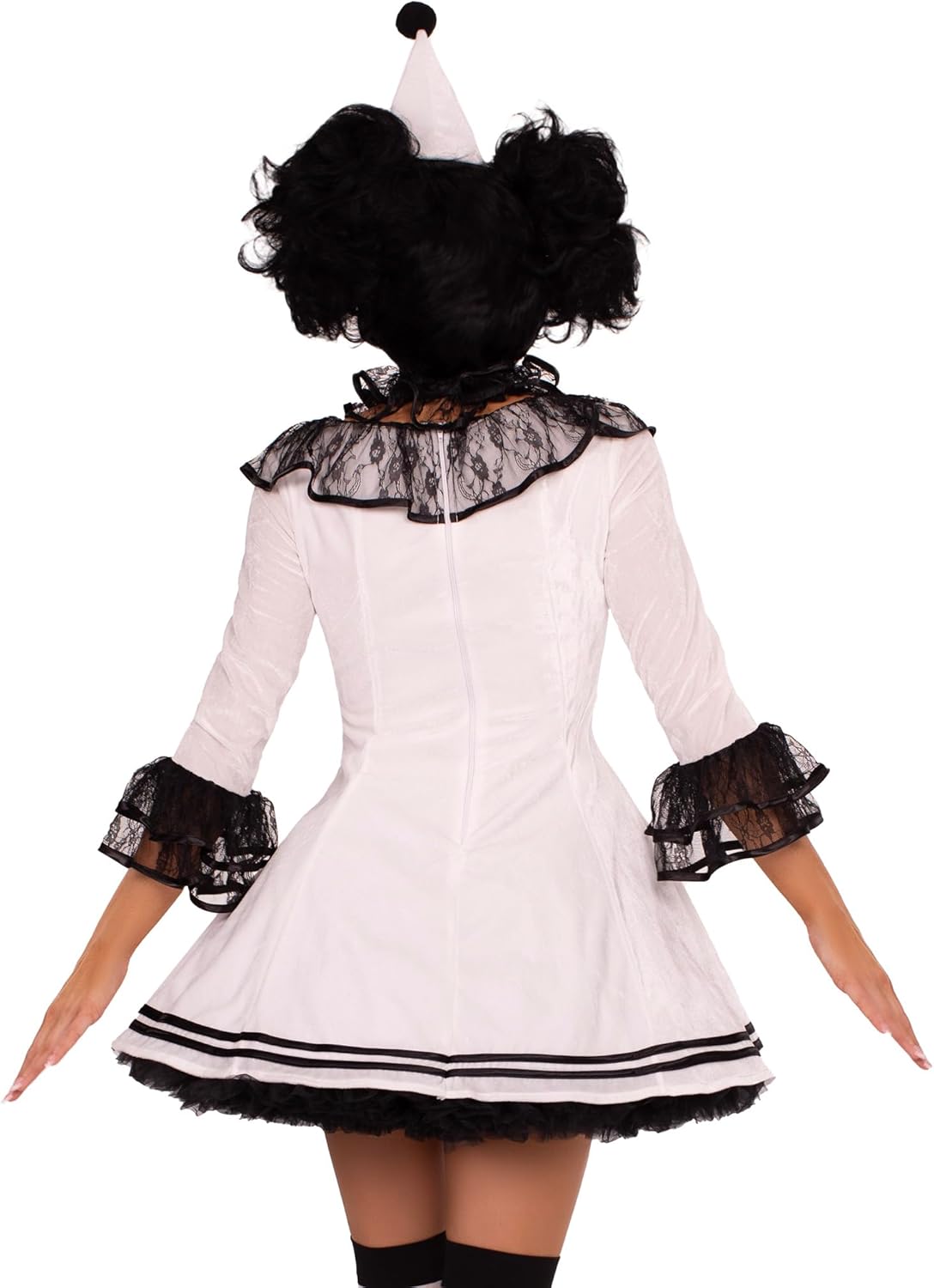 Leg Avenue Women's Pierrot Clown Costume – White & Black Elegance