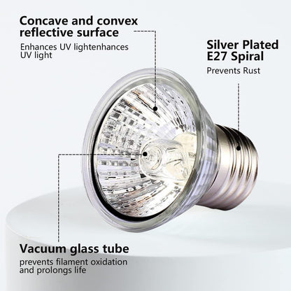 BraceTek 50W UVA UVB Reptile Heat Lamp Bulbs 4 Pack
