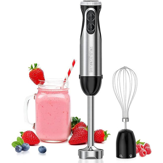Bonsenkitchen 1000W 2-in-1 Hand Blender with Whisk Stainless Steel