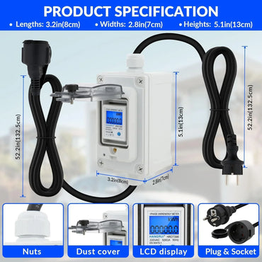 230V Mobile Digital Current Meter with LED Display & Reset - Gomix Brands Outlet