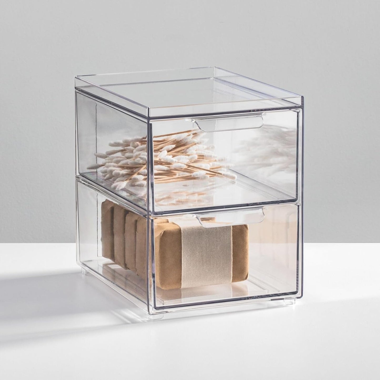 mDesign Lumiere Collection Stackable Storage Containers 4 Pack Clear