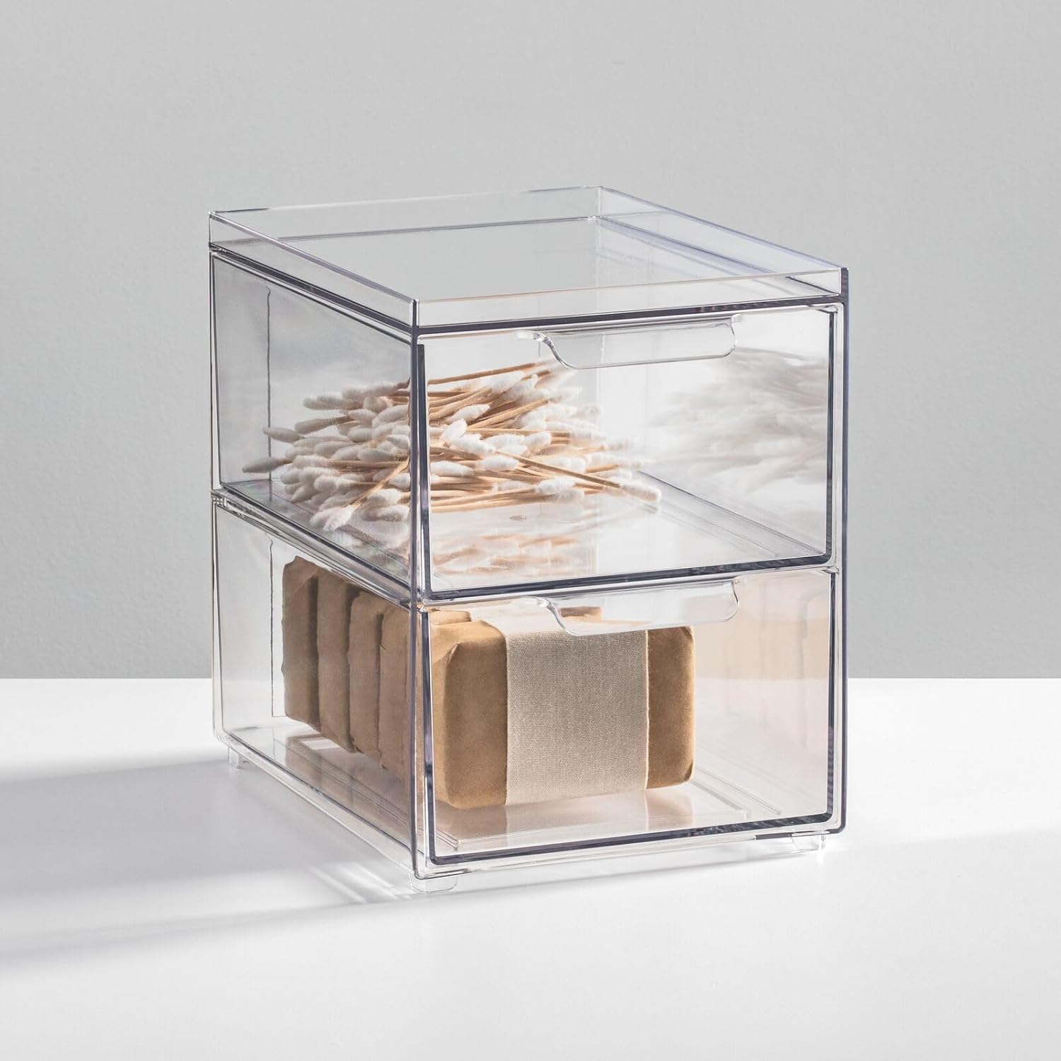 mDesign Lumiere Collection Stackable Storage Containers 4 Pack Clear