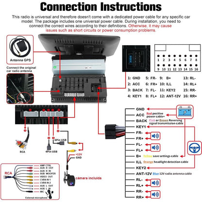 Pyniro 10-Inch Android 13 Single DIN Car Stereo with Bluetooth