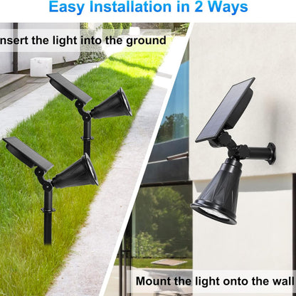 YAJETSKO Waterproof Solar Spotlight Set Warm White Adjustable Angle 2-Pack