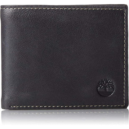 Timberland Black Leather Bifold Wallet with Clip Pocket