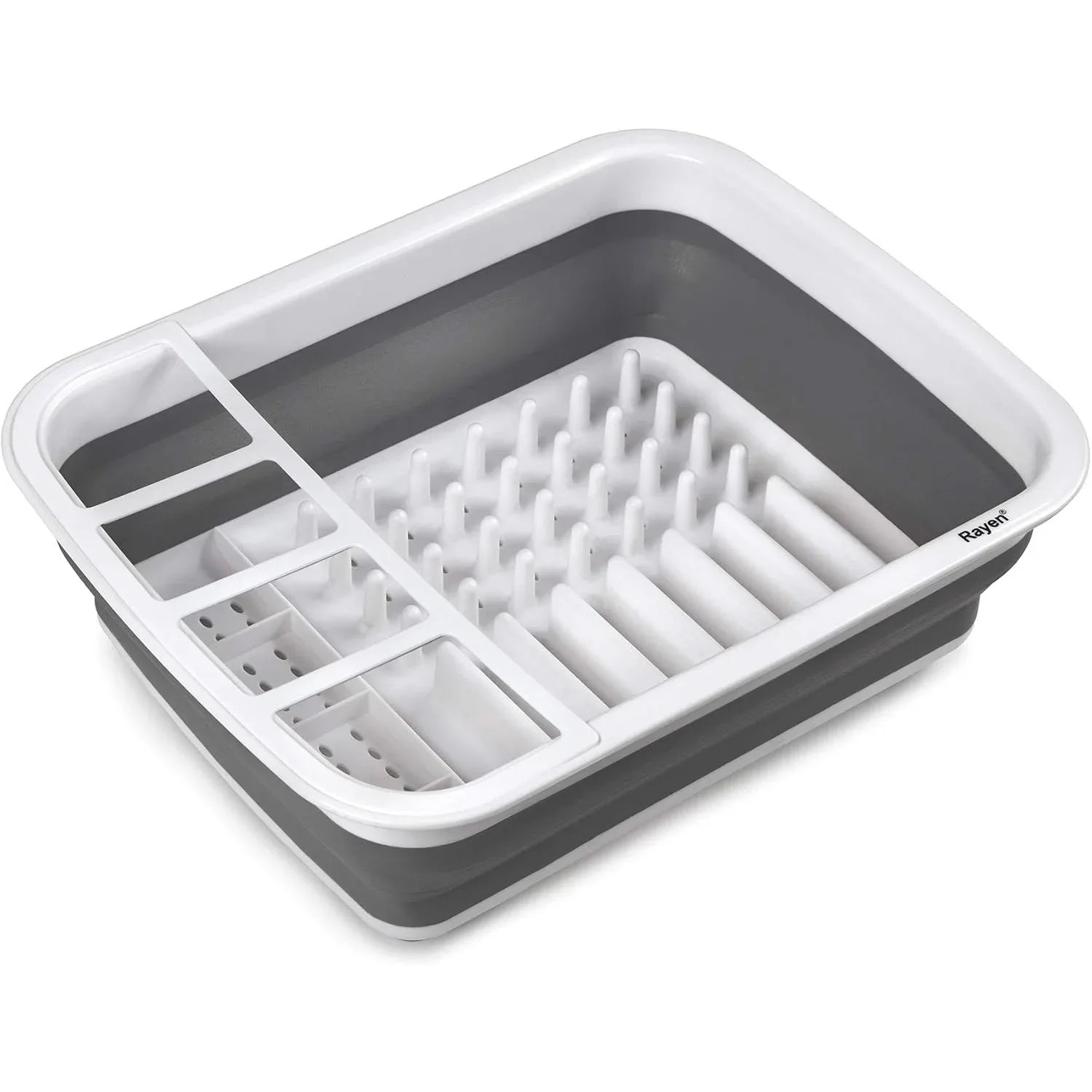 Rayen Space-Saving Collapsible Dish Drainer Rack with Dedicated Compartments - Gomix Brands Outlet