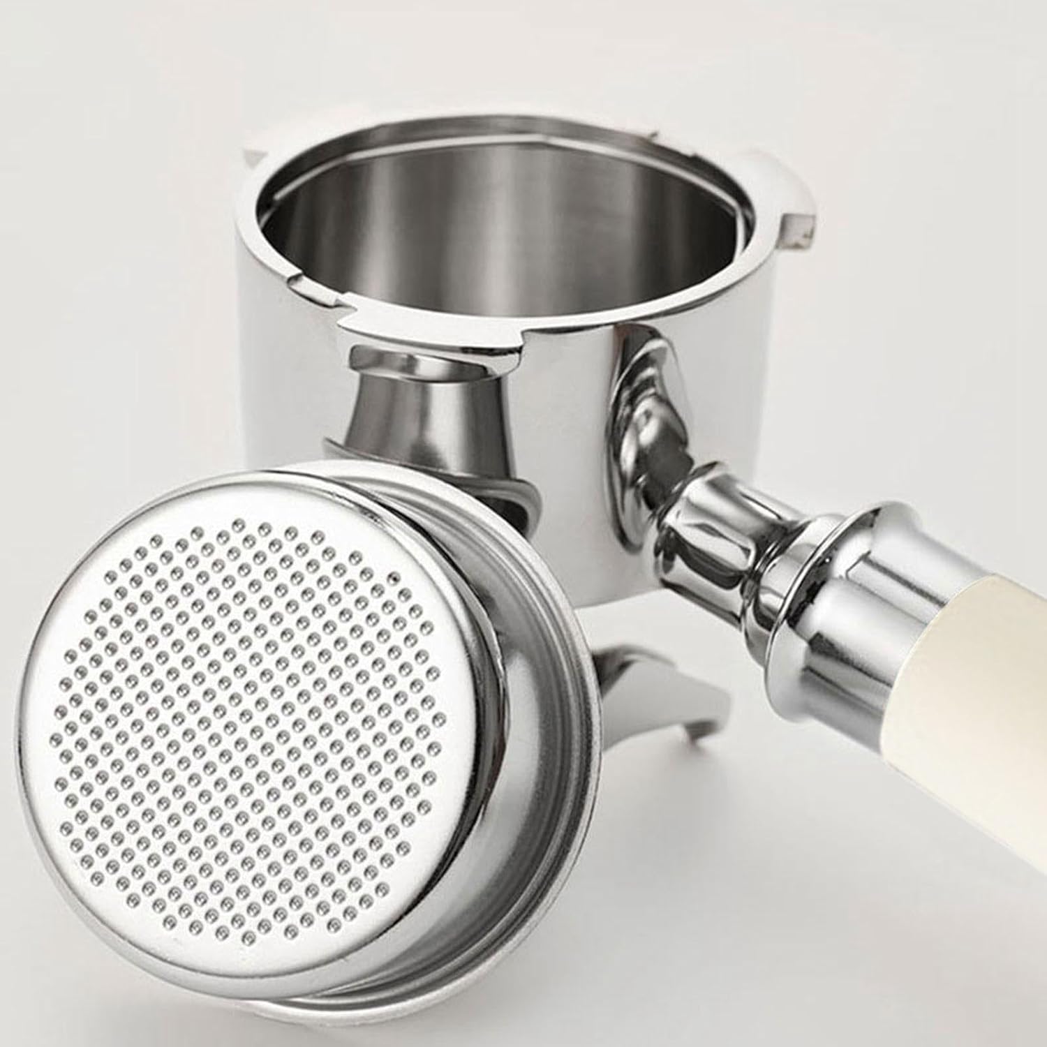 51mm Bottomless Espresso Portafilter with Alloy Handle – White