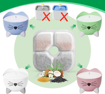 Premium Triple Action Cat Water Fountain Filters for 2.5L Pet Drinking Dispenser