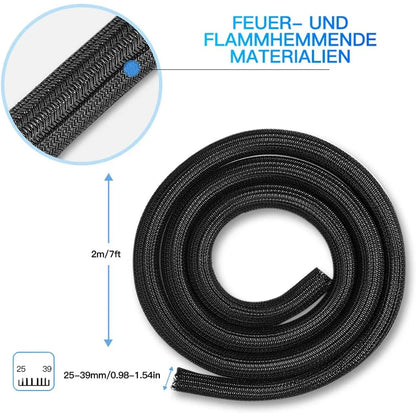 AGPTEK 2 m Cable Sleeve, 25-39 mm Self-Closing Cable Duct, Flexible Woven Cable Sheath - Gomix Brands Outlet