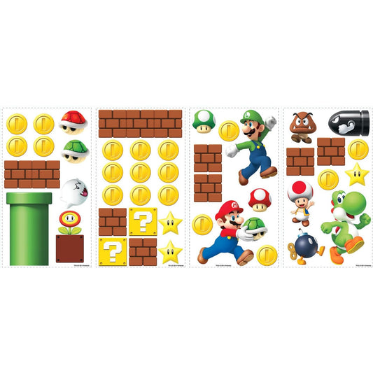 RoomMates Super Mario Peel‑and‑Stick Wall Decal Set – 45 Pieces