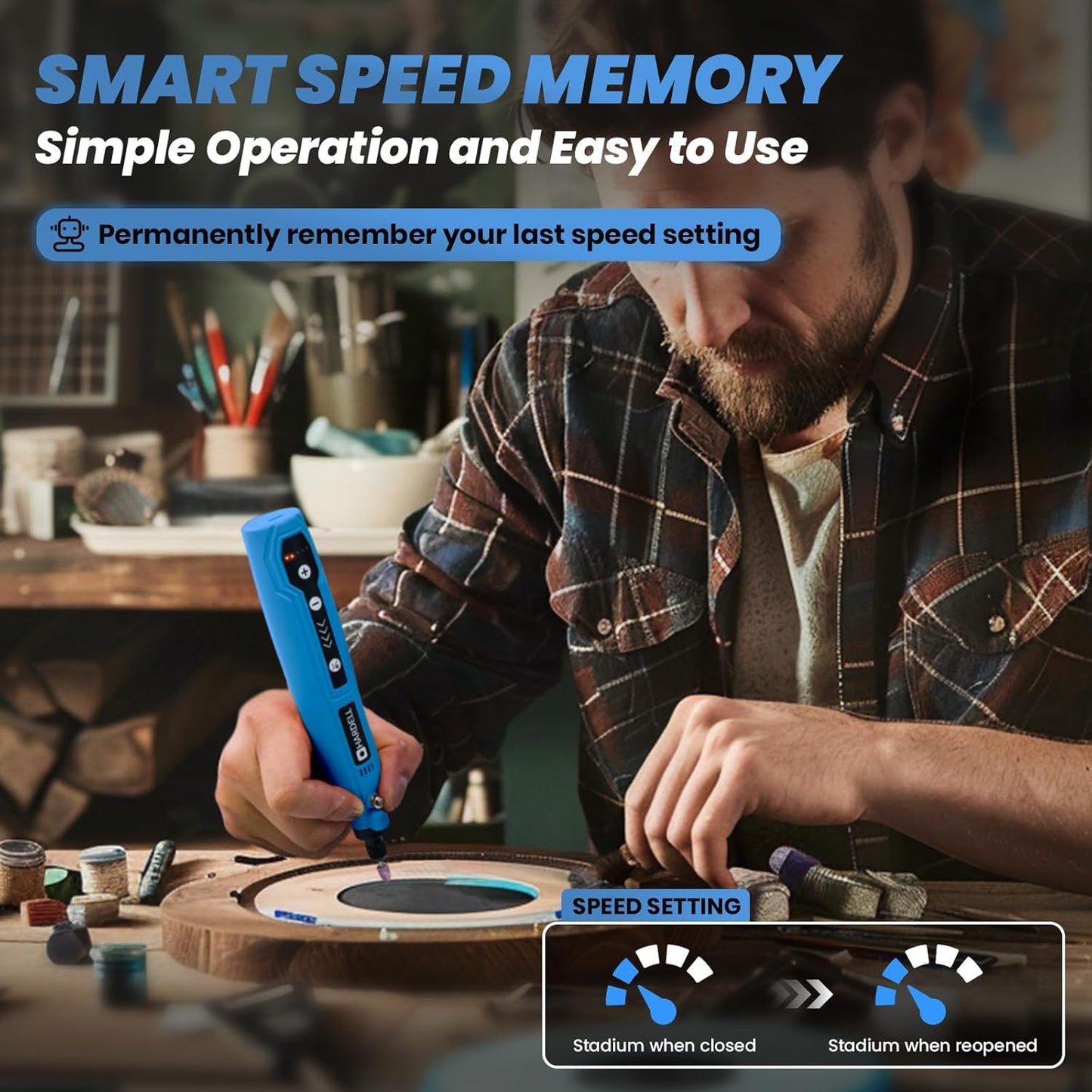 HARDELL Cordless Rotary Tool Kit: 5-Speed Mini for Engraving, Sanding, Polishing, Carving