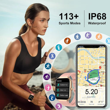 Jugeman P99 Smart Watch 1.96" Touchscreen Fitness Tracker Soft Cyan