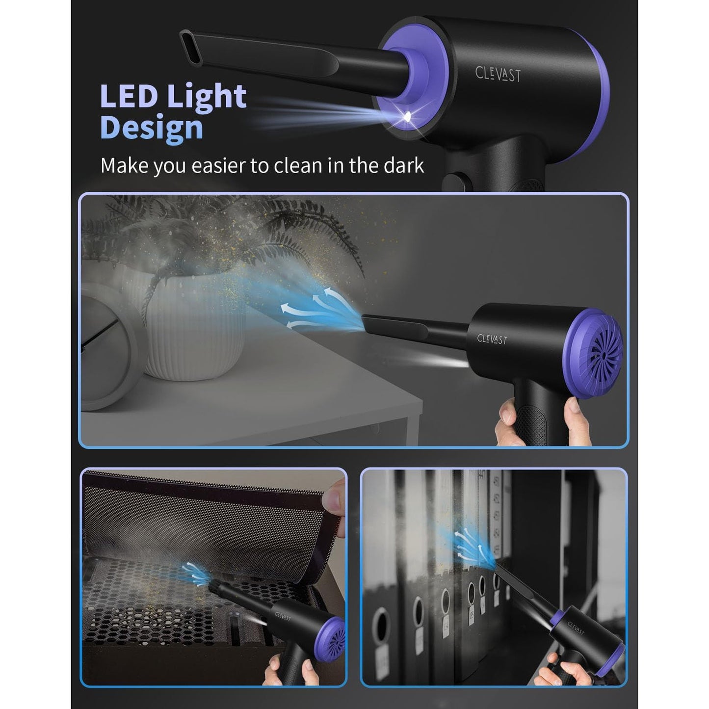 CLEVAST 110000RPM Electric Air Blower with Vacuum, LED, 3 Speeds