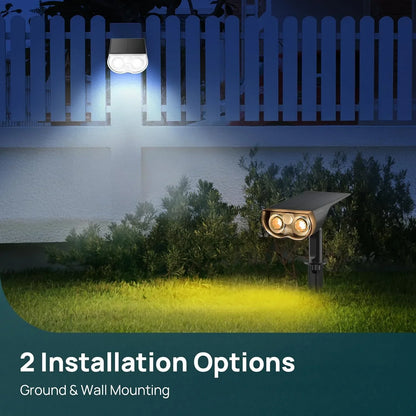 Linkind 2 Pack Dual Color Solar Motion Sensor Lights – Warm & Cool White, IP65, 8m Range - Gomix Brands Outlet