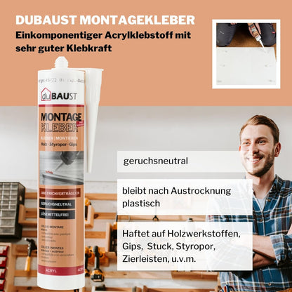 Universal White Mounting Adhesive for Polystyrene and Decorative Trim 511g